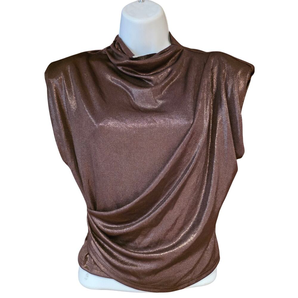 ASTR the Label metallic brown solange top sz S